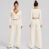 Conjunto de fitness transfronterizo con tirantes estilo ballet, top de manga larga, secado rápido, levantamiento de glúteos, ajuste holgado, conjunto deportivo para correr al aire libre para mujer