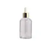 En Stock Botella Transparente Redonda de Hombros de 100 ml para Aceite Esencial, Botella de Vidrio para Loción de Esencia, Material de Empaque Cosmético de Vidrio con Gotero para Líquido Original