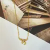 Puzuo Tienda de Oro Mismo Estilo Shajin Xingyue Croheart Collar con Pin para Mujer Diseño Nicho de Lujo Ligero Cadena Clavicular
