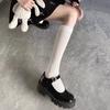 Calcetines delgados trenzados hasta la pantorrilla para primavera y verano, calcetines jk coreanos japoneses, calcetines Lolita, calcetines medios versátiles de color sólido hasta la rodilla para mujer