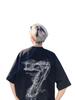 Marca Americana Moderna Camiseta de Manga Curta Algodão Puro Peso Pesado Tendência de Verão Masculina Tops de Meia Manga Soltos Tamanho Grande Camiseta Masculina
