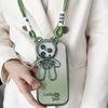 Adecuado para Iphone16Pro Carcasa de Teléfono con Brillo Electrochapado Apple 14 Soporte de Oso de la Suerte 15 Cordón de Dibujos Animados 8 Carcasa Blanda