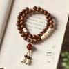 Pulseira de contas de Buda de círculo duplo de sândalo dourado, pulseira masculina e feminina, texto para brincar, bambu sólido roxo dourado, rosário de rato dourado, de mão, preço de atacado