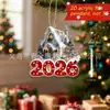 Bienvenida Transfronteriza 2026 Gato Colgante Acrílico 2D Adorno para Espejo Retrovisor de Coche Colgante Decorativo de Regalo Navideño