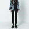 Jeans Crop de Tiro Alto Rectos Negros para Mujer, Nuevo Estilo Popular Verano 2026, Pantalones Cigarette Ajustados para Figuras Petite