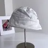 Chapéu Bucket de Linho Misturado Tencel com Aba Curta Plissada para Mulheres, Início do Outono Simples Versátil Respirável Proteção Solar Tecido de Sombreamento Chapéu Tendência