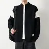Bestseller de transmisión en vivo: Cárdigan de punto de bloque de color moderno y clásico con cuello alto, suéter y prenda exterior para hombre