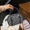Bolso Cruzado de Hombro Único Jacquard de Sarga Estampado de Bolos D Brand, Bolso de Mano con Monograma para Mujer, Casual Versátil de Gran Capacidad