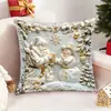 Funda de Almohada Navideña Transfronteriza de Amazon Funda de Almohada Estampada con Árbol de Navidad Alce Muñeco de Nieve Funda de Cojín para Decoración del Hogar