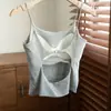Belleza de Espalda Descubierta Camisola de Espalda Ropa Interior para Mujer Estilo Nuevo con Copas para Usar por Dentro o por Fuera Color Sólido Top Sencillo