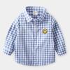 Otoño 2025 Ropa Infantil al Mayoreo Camisas de Manga Larga a Cuadros para Niños y Niñas Lindos Tops Camisas con Carita Sonriente