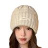 Gorro de lana trenzada estilo japonés retro para mujer, gorro de punto grueso y cálido para otoño e invierno, gorro holgado con protección para las orejas y protección contra el frío para la cara.
