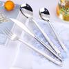 Faca Garfo Colher para Bife em Aço Inoxidável 304 Estilo Coreano Popular na Internet ins Utensílios de Mesa Conjunto de Quatro Peças Colher Garfo Banhados a Ouro Titânio Personalização