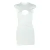 Ropa de mujer de estilo europeo y americano para comercio exterior, diseño calado, entallada en la cintura, adelgazante, vestido bodycon simple, sin espalda, de meter, sin mangas, vestido corto