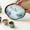 Juego de Té Seco de Burbujas, Cinco Hornos Famosos Antiguos, Una Tetera, Cuatro Tazas, Taza de Té Kung Fu de Cerámica de Alta Gama, Caja de Regalo de Lujo Accesible
