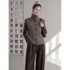 Chaleco de Punto sin Mangas Color Café Estilo Francés para Mujer, Otoño de Alta Gama Holgado Adelgazante Exterior para Superponer Top Pequeño