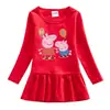 Vestido de algodón con cuello redondo para niña, estilo coreano, de dibujos animados, primavera y otoño, plisado y elegante, 2023