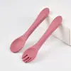 Alimento Complementario Tenedor y Cuchara de Silicona, Cuchara de Entrenamiento para Aprender a Comer para Niños de Grado Alimentario, Juego de Vajilla para Bebé, Certificado de Grado Alimentario