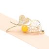 Broche de Hoja de Loto con Zirconia de Estilo Coreano con Goteo de Aceite Fresco para Mujer, Exquisito, Combinable con Todo, para Traje, Suéter, Abrigo, Joyería