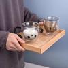 Copo Criativo de Gato Copo de Água de Desenho Animado Copo de Café de Gato Copo Prático Copo de Vidro para Casal Copo com Pata de Gato Mini Padrão Glaciar
