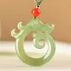 Nuevo Estilo Colgante de Cerdo y Dragón Color Verde Aqua Transparente Estilo Antiguo, Jade Verde Afgano Natural y Blanco, Dragón Zodiacal Doce Hueco Tallado