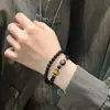 Pulsera Doble Círculo de Obsidiana Natural con un Toque de Lujo Ligero, Pulsera de Pareja de Piedra Ojo de Tigre Joyería Regalo
