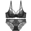 Conjunto de Lingerie Sexy de Renda Transfronteiriço para Mulheres, Sutiã Push-Up para Seios Pequenos, Conjunto de Sutiã Fino e Confortável Respirável com Suporte Lateral para os Seios