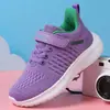 Nuevos zapatos deportivos transfronterizos para niños, zapatillas de correr transpirables de tejido fly-knit para niños mayores, zapatos planos casuales ligeros para niños y niñas