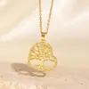 Collar Transfronterizo Moda Árbol de la Vida Diamante de Color Exquisito Lujo Ligero Chapado en Cobre Oro de 18k Circonita Micro Acero de Titanio Cadena para Clavícula