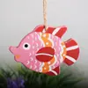Decoraciones de animales pequeños de pez de color de madera mediterránea de doble cara, pequeño colgante, accesorios de decoración de pared para habitación infantil, jardín de infancia