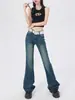 Jeans Retro Estilo Americano Micro-Lar para Mujer Otoño Nuevo Cintura Baja Sueltos Pierna Ancha Adelgazantes Rectos de Trompeta