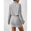Comercio Exterior Transfronterizo Ropa Europea y Americana para Mujer Amazon 2025 Otoño e Invierno Ajustado Moda Canalé Cuello Alto Bodycon Vestido de Manga Larga