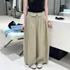 Calça larga de verão estilo coreano 2026 novo modelo, calça casual branca de cintura alta que afina, com design de botões e bainhas dobradas