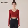 Top de Manga Larga para Mujer sin Espalda para Yoga con Almohadillas en el Pecho y Agujeros para los Pulgares, Top Corto de Fitness, Camiseta Deportiva de Belleza de Espalda para Pilates