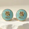 Aretes de Esmalte con Diseño de Flor de Goteo de Aceite, Aretes Vintage, Joyería con Artesanía de Goteo de Aceite, Modernos, de Alta Gama, Elegantes, Versátiles, Lujo Ligero