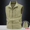 Chaleco casual original de alta calidad para hombre, chaqueta holgada para exteriores con cremallera y múltiples bolsillos, chaleco de primavera y otoño, talla grande