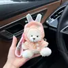 Chaveiro Urso Capa de Chuva Fofo, Pingente Ursinho Branco Macio de Pelúcia, Pingente para Bolsa de Menina, Brinquedo Fofo para Carro