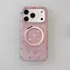 Capa de celular ins estilo coreano cor sólida base coração adsorção magnética adequada para iPhone 17 Pro Max Apple 16p suporte 15