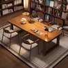 Escritorio largo para computadora de madera maciza, escritorio para el hogar, escritorio de estudio de oficina para dos personas, mesa grande para recepción, negociación y escritorio de escritura
