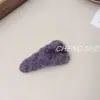 Pinza para el pelo de lana de cordero morada con lazo estilo coreano Pinza BB Pinza para flequillo Pasador de pelo Pinza lateral versátil Pasador de pelo