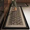 Tapete de chão específico para cozinha em estilo vintage, absorvente de água e óleo, secagem rápida, formato longo, resistente à sujeira, resistente ao desgaste, tapete de chão tecido de linho