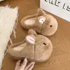 Zapatillas gruesas y lindas, zapatillas de algodón para mujer, zapatillas peludas para el hogar, zapatillas cerradas de conejo para otoño e invierno