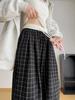 Pantalones de Pierna Ancha Relajados Adelgazantes de Cintura Alta a Cuadros Blancos Vintage para Mujer, Primavera y Otoño, Fluidos Versátiles de Pierna Recta Casual de Largo Completo