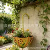 Cesta Colgante para Flores con Forma de Paraguas Montada en Pared Estilo Europeo Transfronterizo, Maceta Decorativa de Hierro Forjado, Cesta Metálica Colgante para Pared