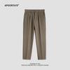 Pantalones Casuales Apo para Hombre 2025 Otoño e Invierno Nueva Tendencia Pantalones Rectos de Nueve Puntos Pantalones Casuales Gruesos de Lana para Hombre