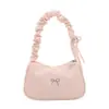 Bolsa de Ombro Plissada com Laço para Mulheres, Moderna e Versátil, Bolsa de Ombro Simples, Bolsa Casual Elegante para o Dia a Dia, Bolsa de Mão