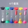 Juego de pequeños relojes de arena anti-caída de temporización al por mayor, plástico de color, 3/5/10 minutos, regalo para estudiantes, temporizadores de reloj de arena, adornos