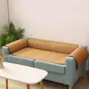 Cojín de sofá de estera de ratán estilo verano cojín de asiento de seda de hielo tela arte ratán bambú funda de sofá de maíz cojín de sofá de cáscara de maíz uso a doble cara