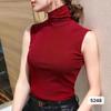 Camiseta Regata com Gola Alta para Mulheres, Camiseta Interna Fina sem Mangas, Top Colete Justo, Colete Gola Alta sem Mangas, Roupas de Verão e Outono