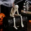 Adornos de Esqueleto de Resina para Halloween, No Responden, No Ven, No Hablan, Decoraciones Atmosféricas, Accesorios de Esqueleto Aterrador con Piernas Colgantes